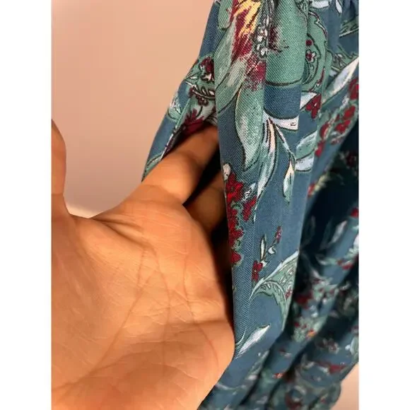 Band of the Free, Size Small, Teal Floral Paisley One-Shoulder Maxi Dress, EUC - Picture 5 of 8